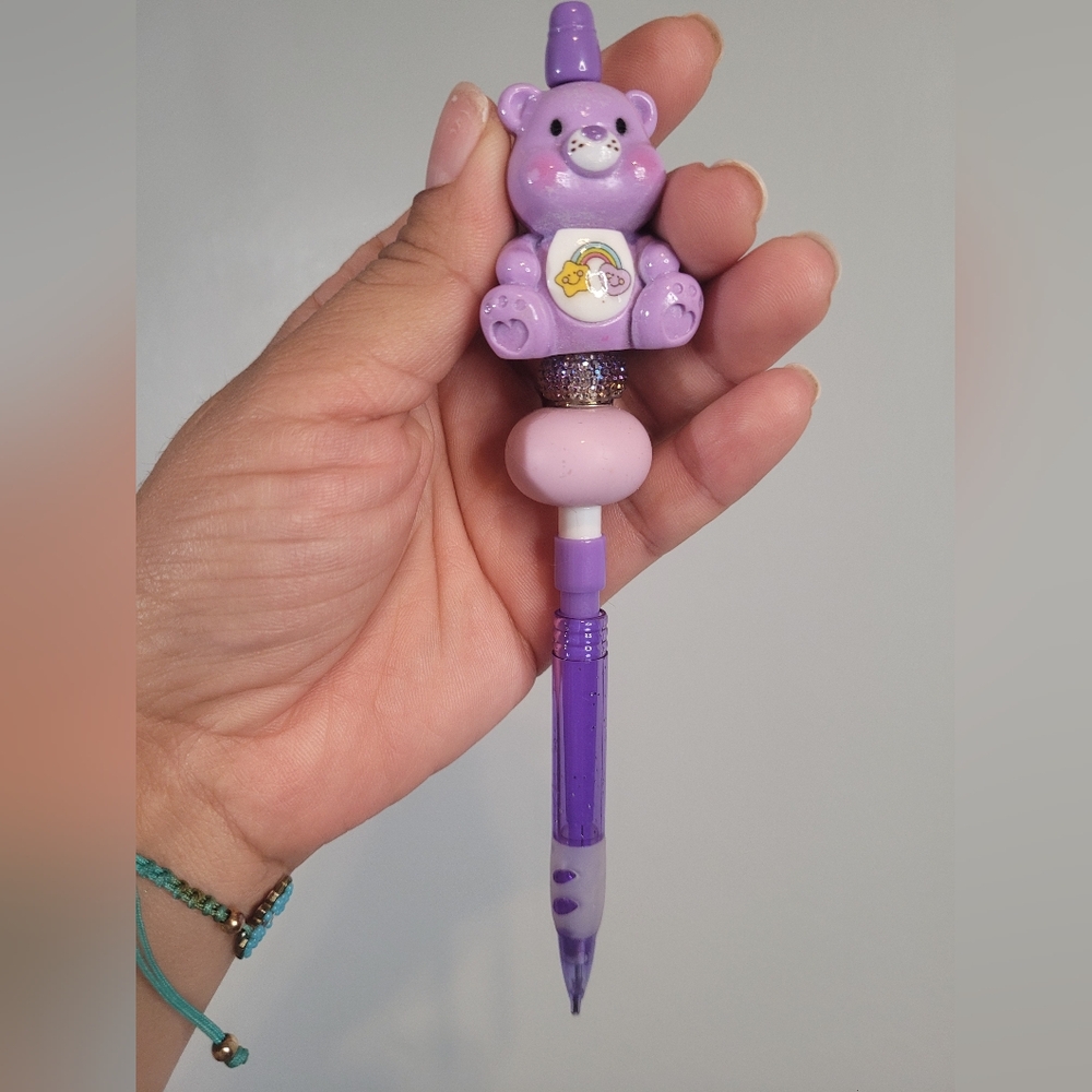 Purple Care Bear Pencil Case. Handmade.